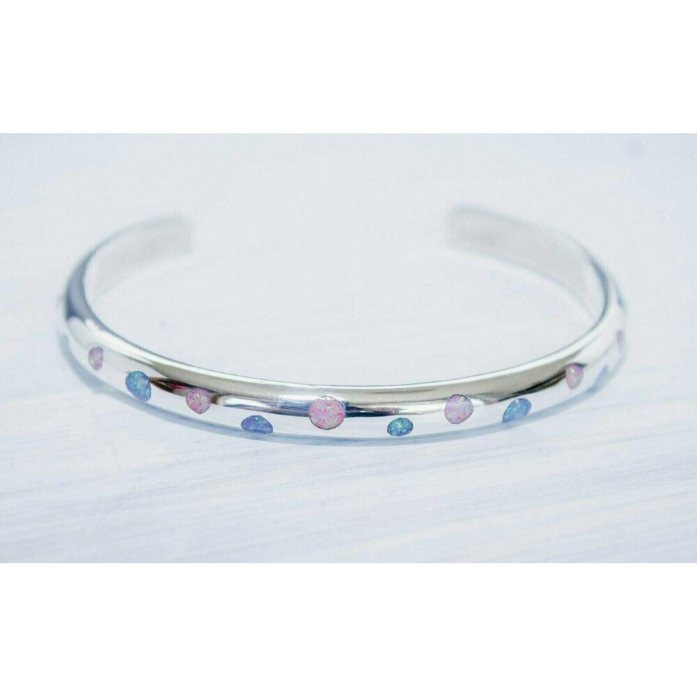 Polka Dot Bracelet • 925 Sterling Silver Cuff • Navajo Handmade • Native...